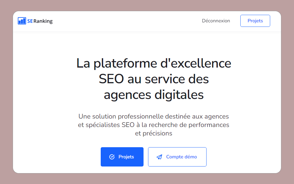 page accueil logiciel seo avec du bleu et un fond blanc