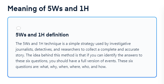 définition des 5W d'une introduction.