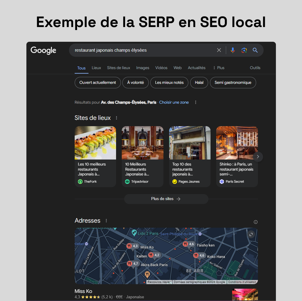 titre en noir avec une capture de la SERP de google en black