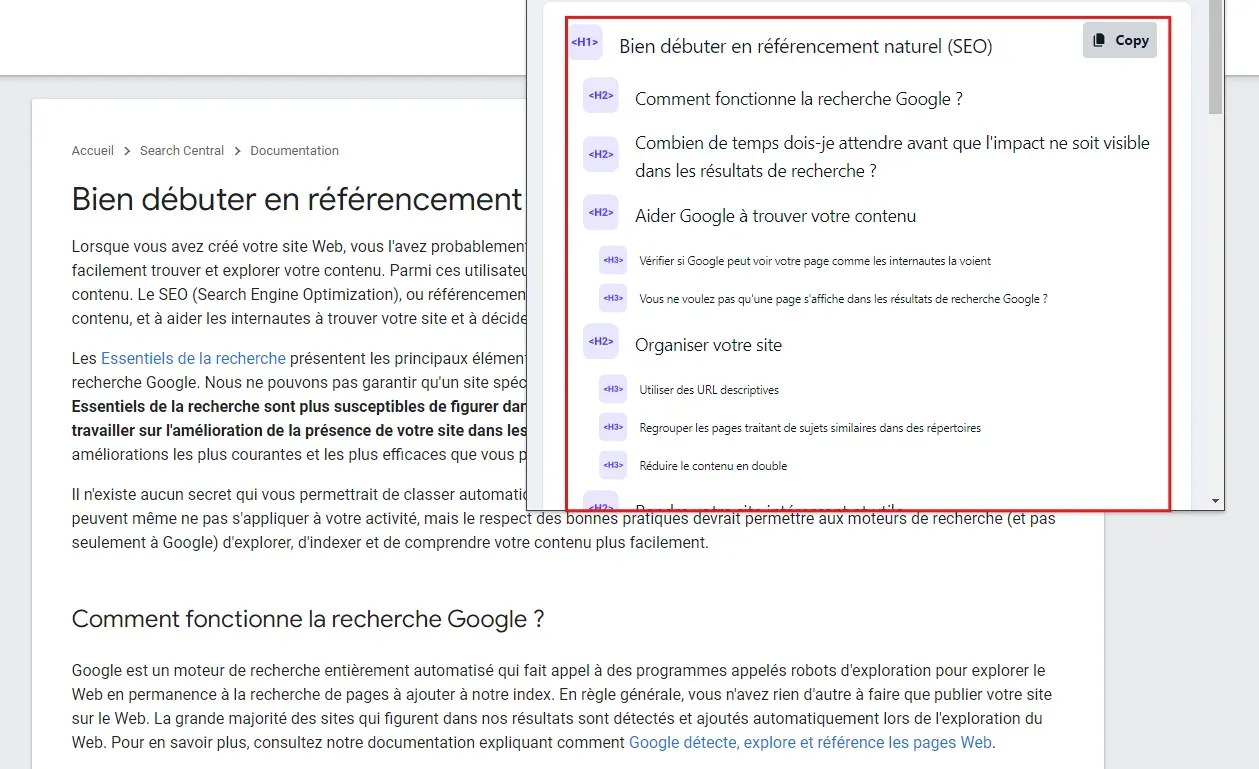 structure d'un article de blog sur la documentation Google