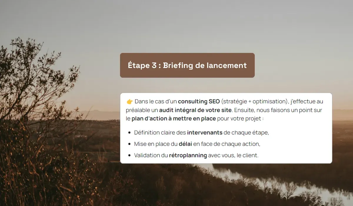 extrait d'une étape d'un projet seo avec la garonne toulousainne en arrière-plan